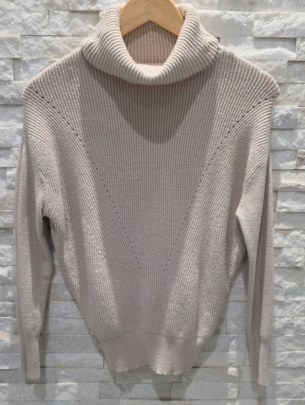 Philosophy Soft Taupe Ribbed Turtleneck Sweater